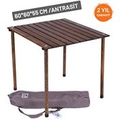 Resim Bag The Joy 60x60x55 CM Ahşap Katlanır Rulo Antrasit Kamp ve Piknik Masası 