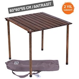 Resim Bag The Joy 60x60x55 CM Ahşap Katlanır Rulo Antrasit Kamp ve Piknik Masası 