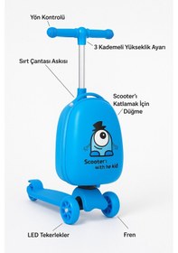 Resim Heybee Luggages Heybee Sevimli Canavar Scooter Mavi Çocuk Valiz Diğer 