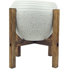 Resim Bitki Tasarımı Ev Dekorasyon Beyaz Granit Küp Saksı Saksılık Salon Çiçeklik 4 Ayaklı 