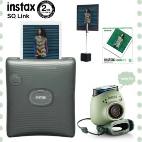 Resim Fujifilm Instax Square Link Yeşil Akıllı Telefon Yazıcısı ve Pal Yeşil Dijital Kamera Seti 