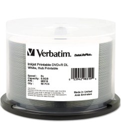 Resim Dvd+R Dl 8.5gb 8x Datalifeplus Beyaz Mürekkep Püskürtmeli Yazdırılabilir, Hub Yazdırılabilir - 50PK Mil - 98319 