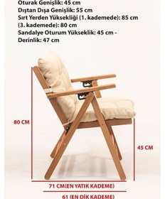 Resim Minderli Loretta Masa Sandalye Seti 4+1 Ahşap Bahçe Balkon Teras Katlanır Set 120x70 Cm Krem 