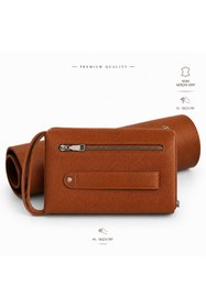 Resim Derin Viral Gerçek Deri Erkek El Çantası, Telefon Bölmeli , El Askılı Premium Fermuarlı Clutch Cüzdan 