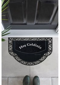 Resim Dekoratif Dış Kapı Yıkanabilir Toz Alıcı Halı Kapı Önü Paspası Hoş Geldiniz Yazılır Siyah 