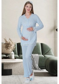 Resim Mecit Pijama Mecit 1501 Mavi Hamile Lohusa Pijama Takımı 