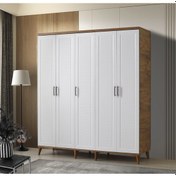 Resim GuneyStore Paris 5 Kapaklı Komple MDF Atlantik Çam-Beyaz Gardırop 