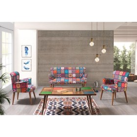 Resim mobilyabazari Liya Patchwork 2+1+1+sehpalı Çay Seti Koltuk Takımı (salon,balkon,ofis) 