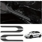 Resim For Tesla Model 3 2017-2025 ve for TESLA Model Y 2020-2025 için uygun, for TESLA Kapı Kolu Filmi için Karbon Fiber Filmi, for TESLA Kapı Kolu Koruma Filmi Anti-Çizik Dekoratif Şeritler, Araba Kapı Kolu Koruma Filmi Aksesuarları 4 Adet Set 