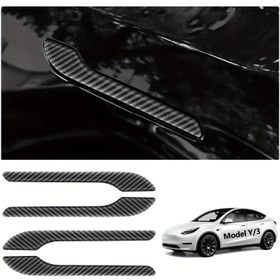 Resim For Tesla Model 3 2017-2025 ve for TESLA Model Y 2020-2025 için uygun, for TESLA Kapı Kolu Filmi için Karbon Fiber Filmi, for TESLA Kapı Kolu Koruma Filmi Anti-Çizik Dekoratif Şeritler, Araba Kapı Kolu Koruma Filmi Aksesuarları 4 Adet Set 