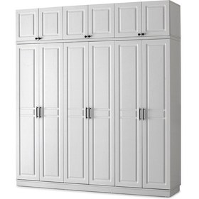Resim GuneyStore Sport 6 Kapaklı Komple MDF Yüklüklü Beyaz Gardırop 