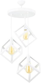 Resim Lambadar Rustik Retro Model Geometrik Sarkıt Metal Küp Avize Beyaz Tek Ebat 3528-3Wht 