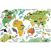 Resim Moveevo Çocuklar İçin Eğitici Hayvan Dünyası Haritası, Duvar Sticker, Keşif Ve Öğrenme Aracı, 60x90cm, Pvc Materyal, Taşınabilir Çok Renkli 
