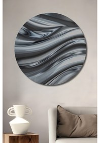 Resim Metalik Dalga Soyut Sanat Ahşap Dekoratif Tablo Yuvarlak Duvar Tablosu--- 50 X 50 