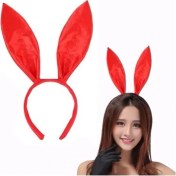 Resim Kırmızı Saten Şekil Verilebilir Tavşan Kulak Taç 