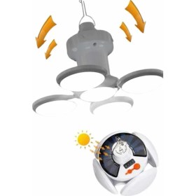 Resim Kamp Lambası Güneş Enerjili Solar 5 Kanatlı Katlanır Lamba Karavan 