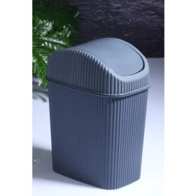 Resim Misda Store Kitchen Mini Pratik Kapaklı Banyo ve Mutfak Tezgah Üstü Çöp Kovası Ev Ofis Çöp Kutusu 2,5 Lt Antrasit 18 x 23 