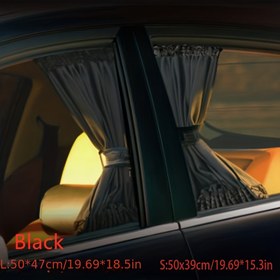 Resim 2 adet Evrensel Araba Güneşlik Yan Pencere Perdeleri - Otomatik Katlanabilir, UV Koruması, Siyah Saf Kumaş Güneşlik Perdeleri Kapak, Araba Stili, Araba Pencere Gölgelikleri 