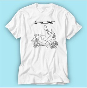 Resim Pcx Motor Beyaz Baskılı Tshirt Modeli 