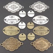 Resim 10/30 adet Antik Bronz / Gümüşü EL Yapımı Etiketler, Avrupa Retro Stili, Çinko Alaşımlı, Çift Delik, Harf Deseni, DIY Takı, Boncuk ve El Sanatları için, Takı Yapımı Parçaları ve Aksesuarları 