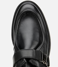 Resim HOTİÇ Erkek Deri Siyah Metal Tokalı Klasik Loafer 