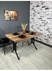 Resim Hey Modüler Mobilya Sultan Kemençe Masa Kavisli Köşe Metal Siyah Ayak 120x80 CM 