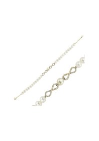 Resim 6,5 Mm Sonsuzluk Taşlı Doğal İnci Bileklik 22 Cm / Rose Rose Pembe Altın 