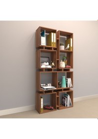 Resim Rafkestir Kavela Suntalam Kitaplık ( 86 X 178 Cm ) Hareli Ceviz (Mat) 