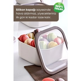 Resim 6'lı Set, Sızdırmaz, Mikrodalga Uygun, Bej Erzak Saklama Kapları, Farklı Boyutlar 