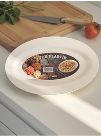 Resim 6'lı Sert Plastik Kayık Tabak Kırılmaz Yıkanabilir Orta Boy 27 Cm Beyaz 