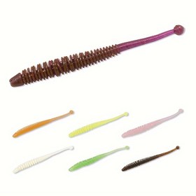 Resim 30'lu Alabalık Yem Wobblers - Gerçekçi Squirmy Hareketli, 6 Renk Çeşit (Mor, Pembe, Turuncu, Sarı, Yeşil, Beyaz) - Tatlı ve Tuzlu Su Balıkçılığı için Dayanıklı PVC Swimbait 