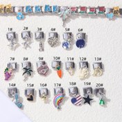 Resim 1/5/10 adet Bosna Tarzı Meyve Ağacı Yaşam Gökkuşağı Küçük Kolye Serisi, DIY İtalyan Charm Bileklik, Paslanmaz Çelik Takı Yapımı 