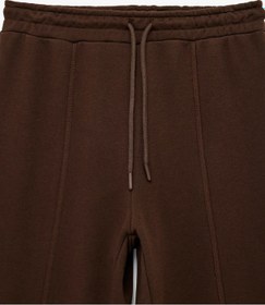 Resim Koton Beli Lastikli Bağlamalı Üç İplik Geniş Paça Nervürlü Eşofman Altı Kahverengi 6sak30046ek Kahve 