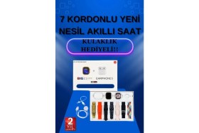 Resim Akıllı Saat 7 Kordonlu Kulaklık Hediyeli Nabız Ölçer Uyku Takibi Sesli Görüşme Midastech 