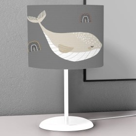 Resim instababyrooms Koyu Gri Balina ve Balon Desenli Çocuk Odası Dijital Baskılı Çocuk Odası Masaüstü Abajur Avize 