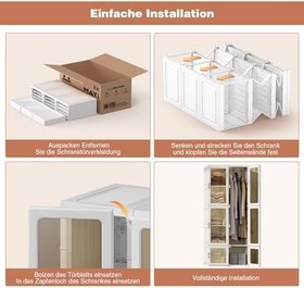 Resim Taşınabilir Gardırop Katlanabilir Giysi Alanından Tasarruf Eden Dolap Yatak Odası ve Oturma Odası için Şeffaf Katlanır Depolama Çözümü Giysi ve Aksesuarlar için İdeal 