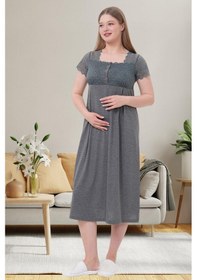 Resim Mecit Pijama Mecit 6057 Füme Hamile Lohusa Gecelik 