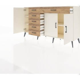 Resim Hyperion Konsol 3 Raflı 6 Çekmeceli 3 Kapaklı 176x44x99 Aytaşı-ay Aytaşı-aytaşı/çam 