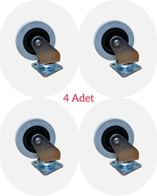 Resim ARON (4 ADET) 50x20 Teker Mobilya Masa Büro Ofis Sehpa Tv Ünite Beşik Yatak Baza Tekeri 7cm 