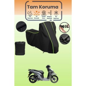Resim Dokaca Neo Siyah Neon Fitilli Yuki Duty 125 Uyumlu Motor Branda, Koruyucu Örtü, Motosiklet Brandası 
