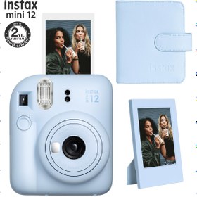 Resim Fujifilm Instax Mini 12 Beyaz Fotoğraf Makinesi Çerçeve ve 64'lü Kare Albüm Seti 