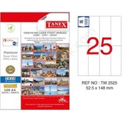 Resim Tanex Tw-2525 52.5X148MMx100Adet Lazer Yazıcı Etiketi 