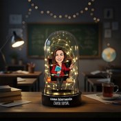 Resim Bilgili Öğretmenim Karikatürlü Esprili Fanus Biblo 