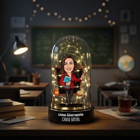 Resim Bilgili Öğretmenim Karikatürlü Esprili Fanus Biblo 