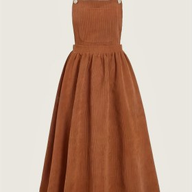 Resim Ayarlanabilir Askılı Kadın Kadife Halter Elbise - Kolsuz A Kesim Midi Elbise, Çift Düğmeli Ön, Fırfırlı Etek Ucu, Düz Kahverengi, İlkbahar/Yaz için Mükemmel, Günlükten Formale Giyim, Günlük Yazlık Elbise | Fırfırlı Etek Ucu Elbise | Kadife Kumaş 