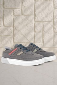 Resim Rakerplus Gri Hakiki Deri Bağcıklı Erkek Çocuk Sneaker Ayakkabı 