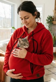 Resim Petolojim Pati Kucağı Sweatshirt (Kanguru Keseli Kedi-Köpek Taşıma Kıyafeti) S/M Beden Oversize 