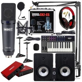 Resim Midex Wizard Paket-6 Stüdyo Ekipmanları Seti Monitör Mikrofon Ses Kartı Kulaklık Midi Klavye 