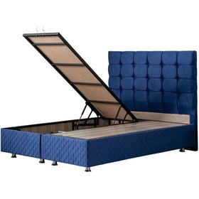 Resim Setaymobilya Baza, Duke Çift Kişilik Lacivert Baza + Başlık, Mdf, Setay 