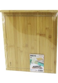 Resim 38x45cm Ahşap Bambu Kesim Panosu - Kesme Tahtası Tezgah Üstü Kanallı - Kenar Destekli 5570 Çok Renkli 